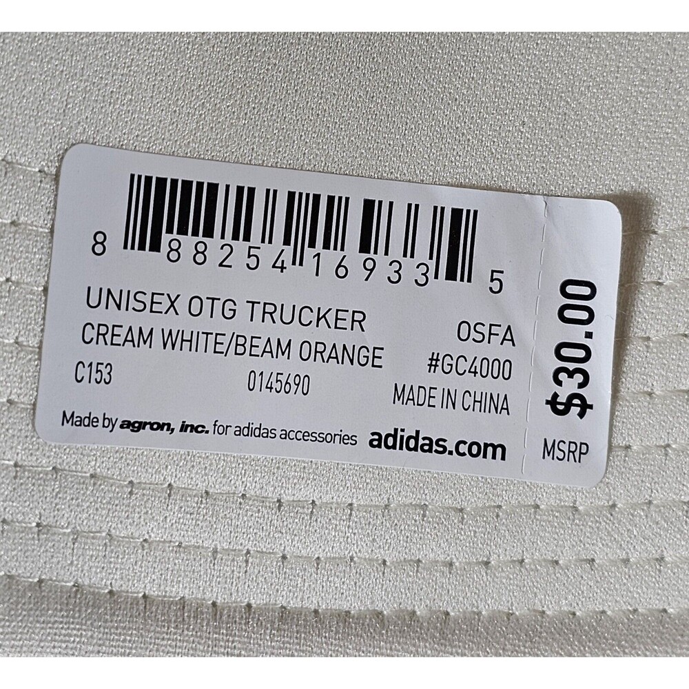 ADIDAS OTG 2.0 MESH TRUCKER MENS SNAPBACK HAT CREAM WHITE Orange STRIPE HAT CAP - Picture 6 of 6